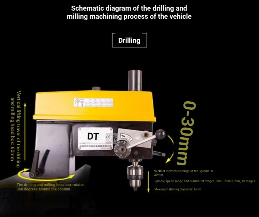 C125 Mini Lathe Drilling & Milling Multi-purpose Machine, 220V Multi-tool Lathe Machine for Teaching & DIY Machining