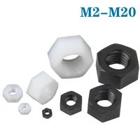 Tuerca hexagonal de nailon de plástico negro o blanco, 5-50 piezas, M2, M2.5, M3, M4, M5, M8, M10, M12, M14, M16, M18, M20