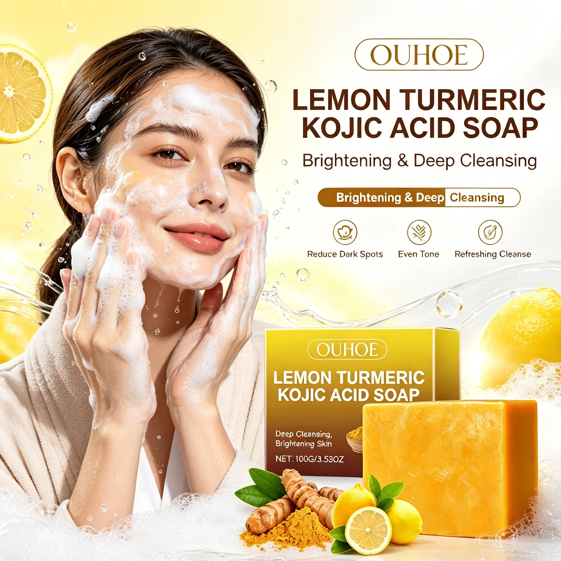 Lemon Turmeric Kojic Acid Soap for Radiant Skin