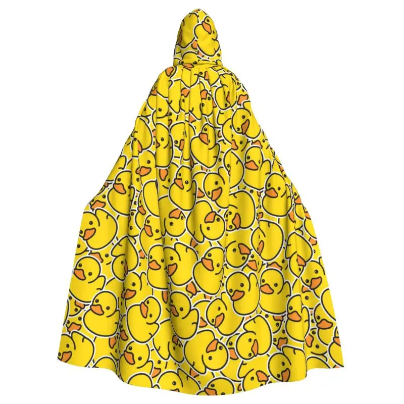 Cute Rubber Ducks Full Length Hooded Cloak Yellow Cartoon Ducky Capes with Hooded for Halloween Holiday Party Cosplay Costumes