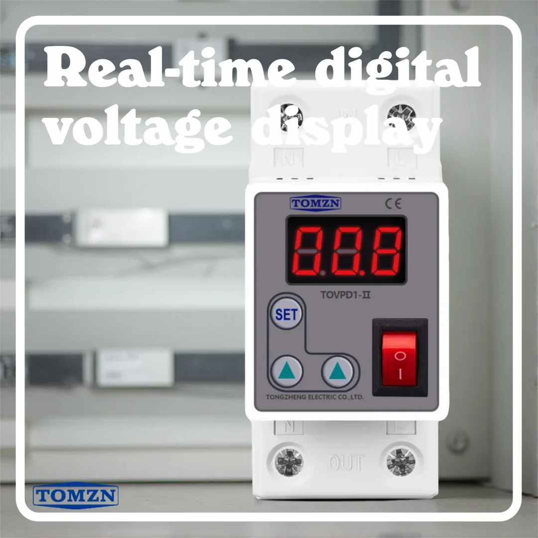 TOMZN NEW Type Din Rail Adjustable Overcurrent Protective Relay, 230V 1-63A, Current Limit Monitor & Protective Device