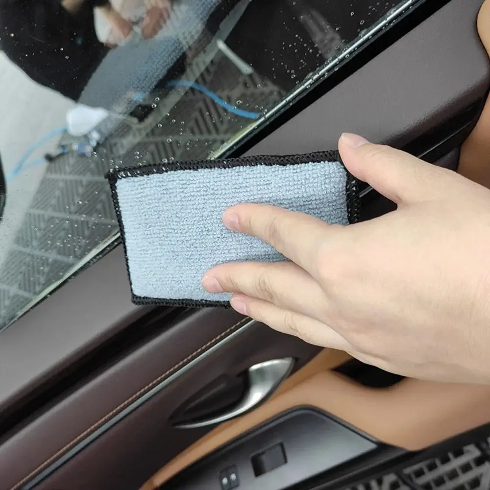 1Pcs Durable Soft Scrubbing Sponge Double Side Grey White Wax Sponge Microfiber Towel Leather Cleaning
