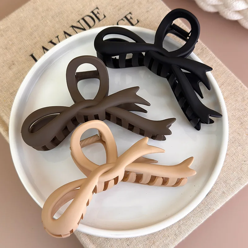 

Hair Claw Matte Bow Oversized Caramel Brown with Ribbon Elegant Fall Winter Premium Lightweight Durable for Women