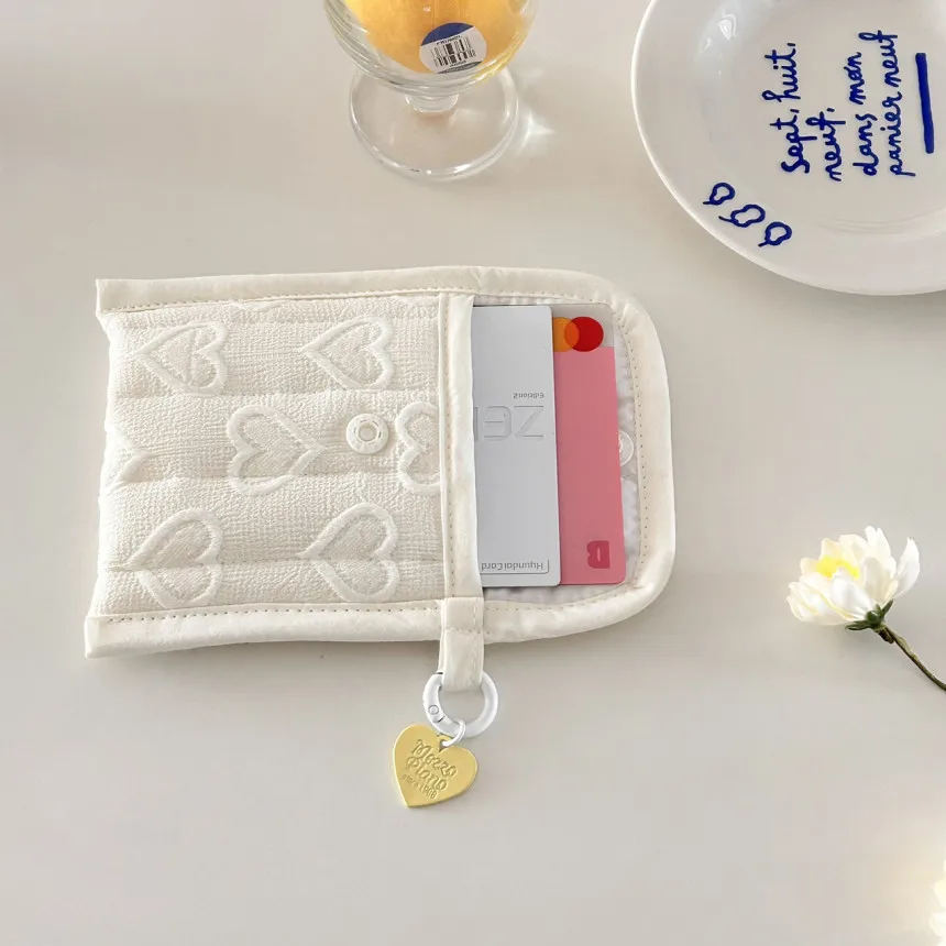 Korean Hanging Card Case Key Earphone Organiser Mini Coin Purse Makeup Bag Love Heart Storage Small Square Bag 하트 제로 지갑