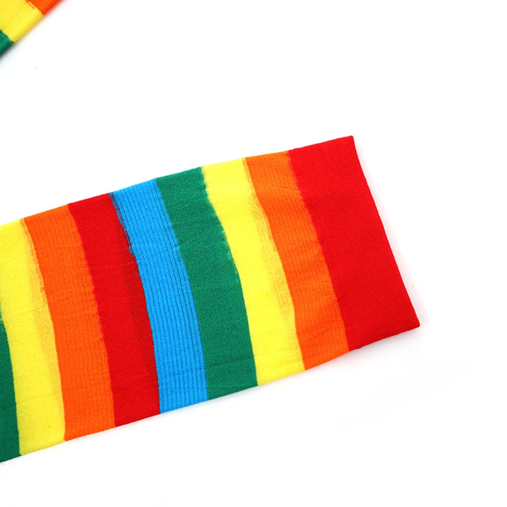 

4Pcs Colorful Clown Stockings Stripe Polka Dot Printing Over Knee Socks Party Cosplay Dress Up Props for Women