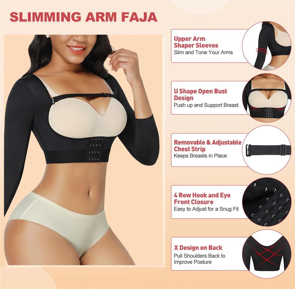 Colombianas Arm Shaper Post Surgery Arm Compression Sleeves Lipo Garment Posture Corrector Shapewear Tops Women Corset