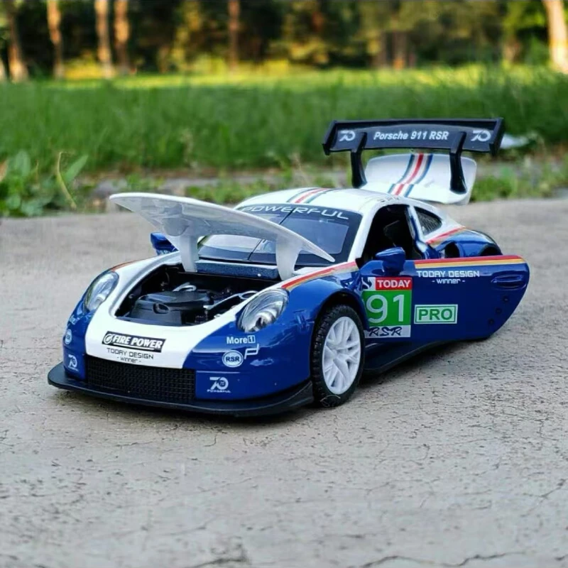 1:32 911 RSR 합금 다이캐스트 장난감 차량 금속 자동차 모델 사운드 라이트 풀백 어린이 장난감 컬렉션 A40