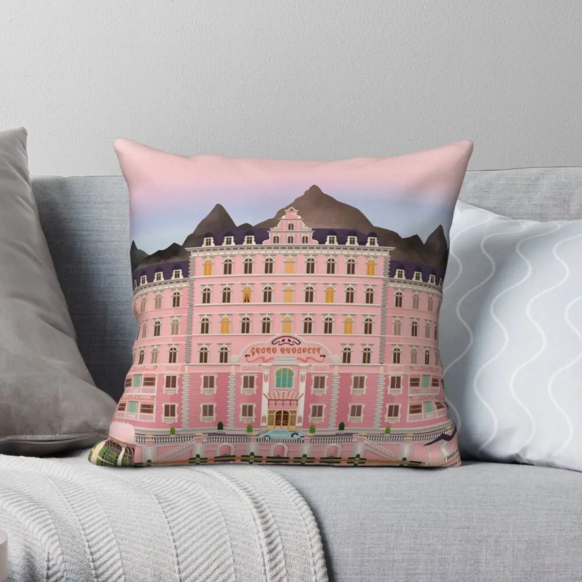 Grand Budapest Hotel Wes Anderson Square Pillowcase Polyester Linen Velvet Creative Zip Decorative Throw Pillow Case Home Case