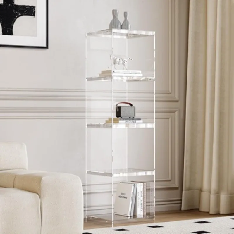 Floor-to-ceiling Transparent Acrylic Cabinet Against The Wall Multi-layer Shelf Home Living Room Storage Cabinet Storage
