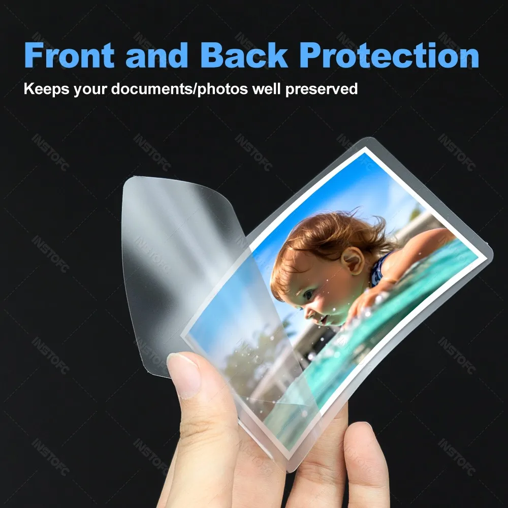 100 ورقة 80Mic فيلم الترقق 3R 4R 5R 3/5/6/بوصة PET EVA فيلم بلاستيكي واضح للصور/الملفات/البطاقة/القيمة