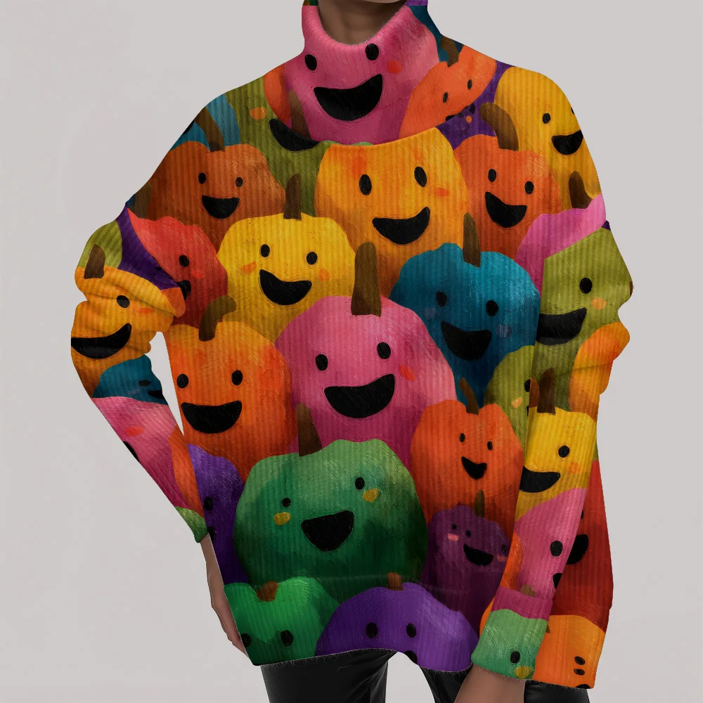 

Halloween patterns Women's sweater 2025 New Women's Turtleneck sweater Festival party Long-sleeved sweater