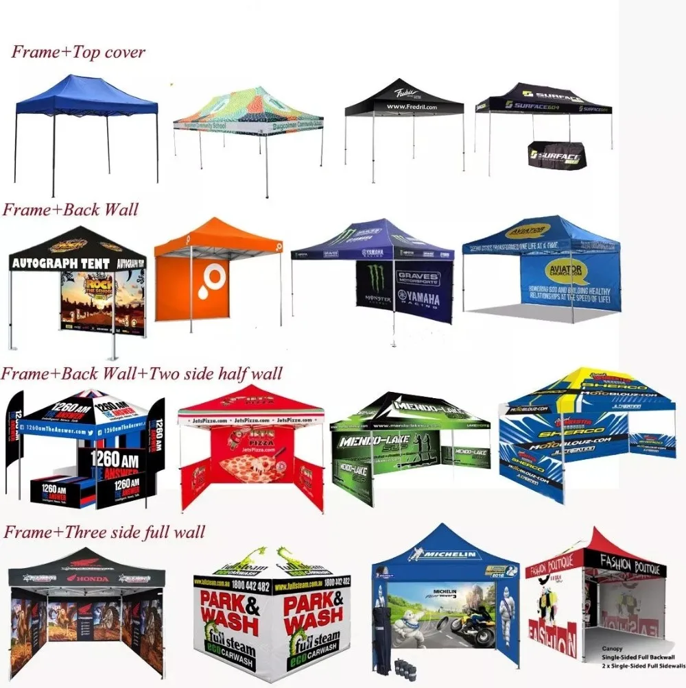 Hot selling：Portable 10' X 10' 3x3 Folding Trade Show Tents Canopy Waterproof Oxford Fabric for Outdoor Events Aluminium Exhibit