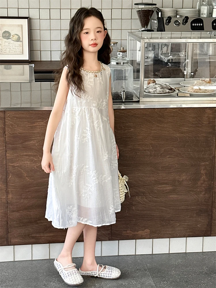 甘いスタイルの女の子用サマードレス、新鮮でトレンディなミッド幼児と大きな子供向けの夏服、プリンセススカート、ファッショナブルで通気性のある軽い服