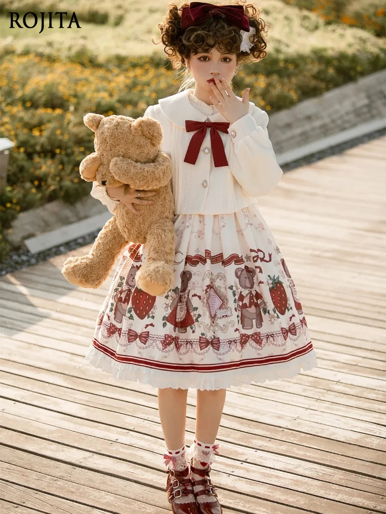 Primavera nuevo vestido de abrigo de fiesta de cumpleaños para mujer Navidad Año nuevo vestido de princesa Kawaii Lolita conjunto de dos piezas trajes femeninos