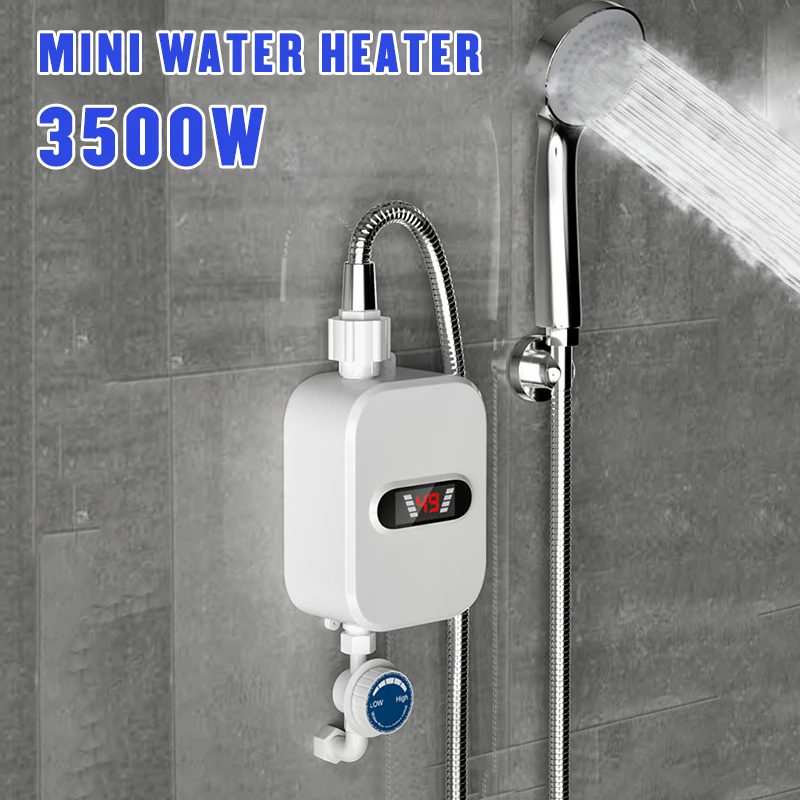 

3500W Instant Electric Water Heater 3 Seconds Heating Bathroom Kitchen Tankless Water Heater Temperature Display Heating Shower