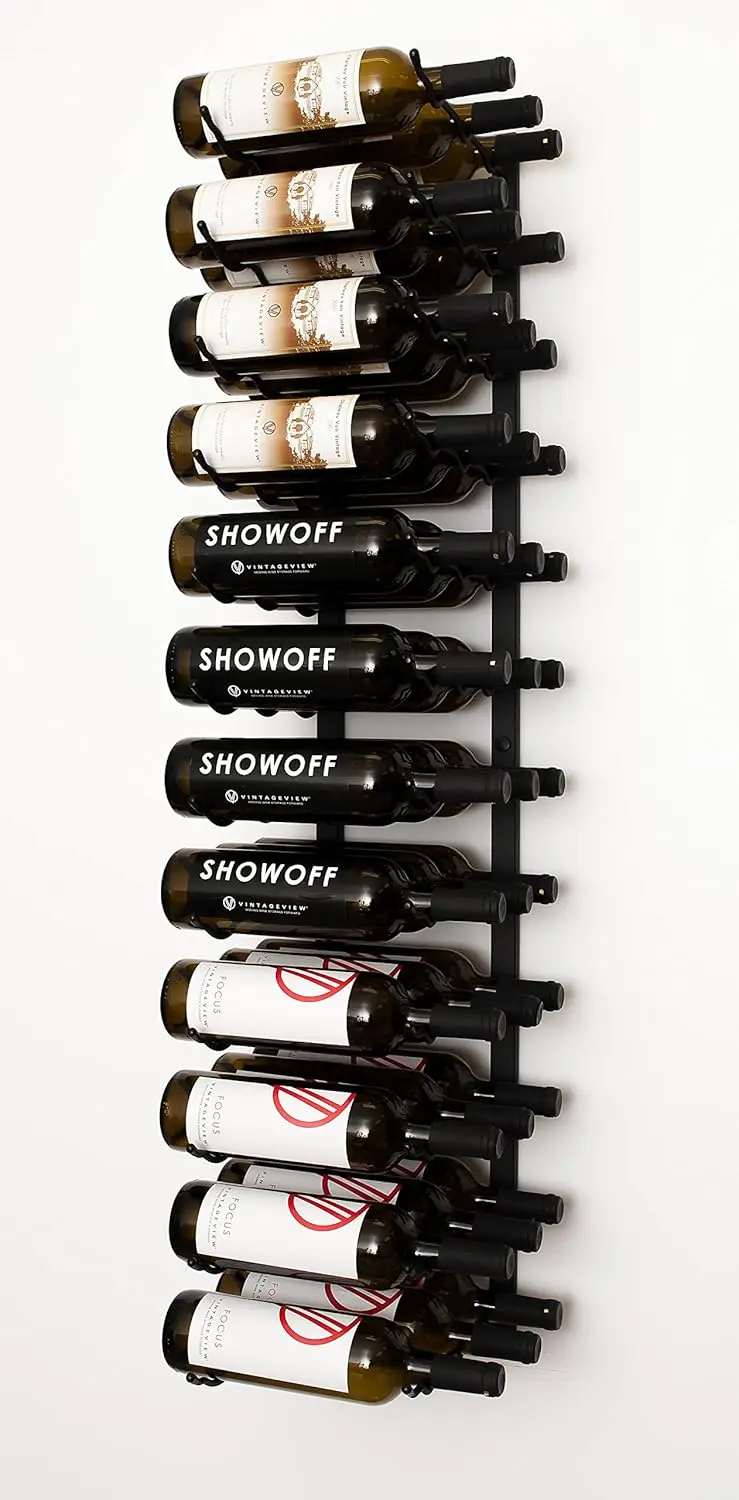 Series Pro Wine Rack 4 - Metal Wall Mounted Wine Rack - Modern, Label Forward Wine Storage