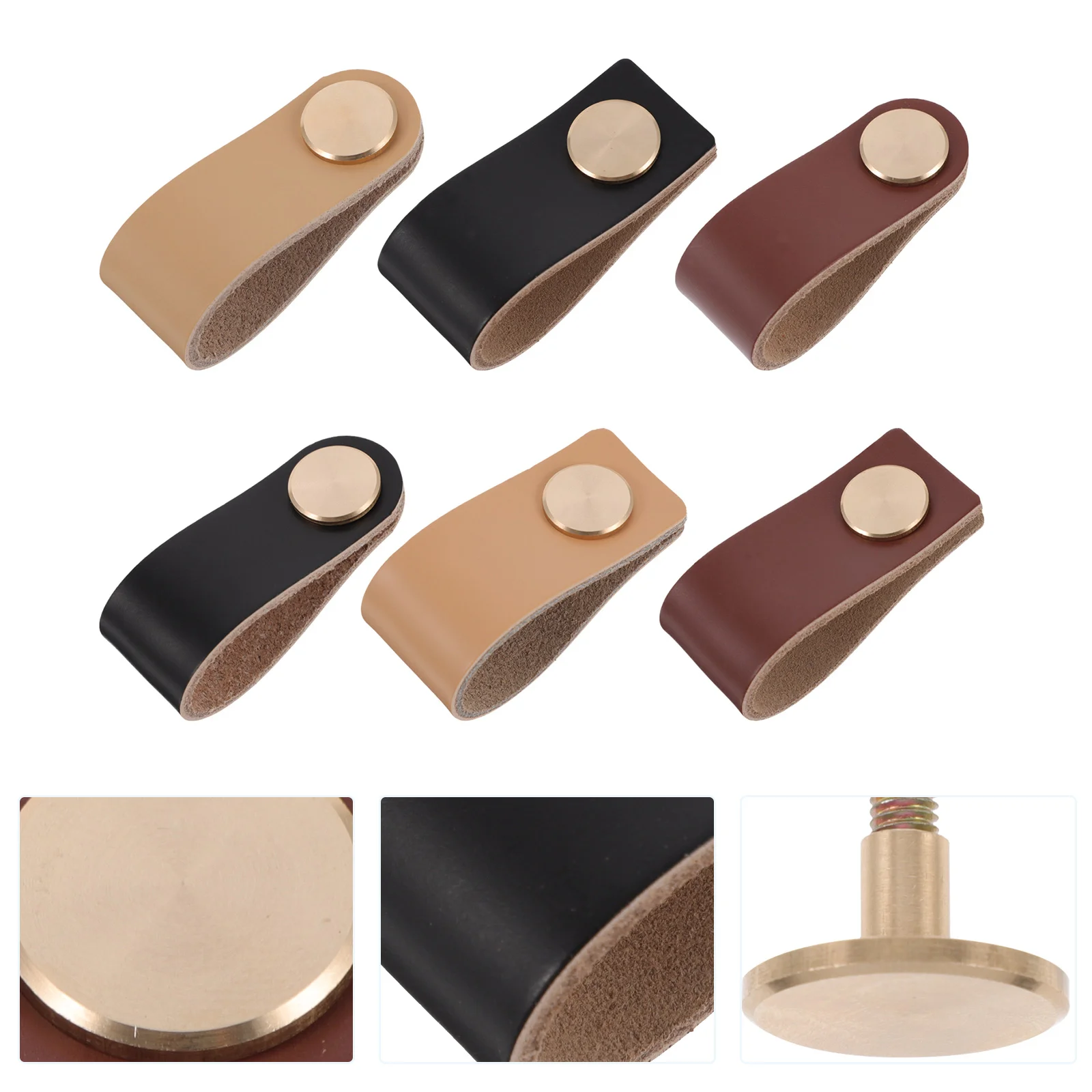 

6 Pcs Pure Copper Handle Drawer Pulls Wardrobe Handles Door Knob Simple Style Knobs Vintage Cabinet Dresser