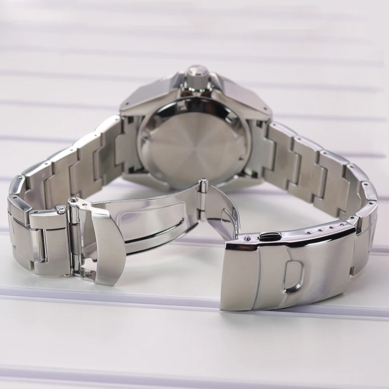 43,8 mm Silber modifizierte Samurai-Taucheruhrengehäuse, Stahlarmbandteile für Seiko NH35 NH36 NH38 Uhrwerk, 28,5 mm Zifferblatt, heiße Stile