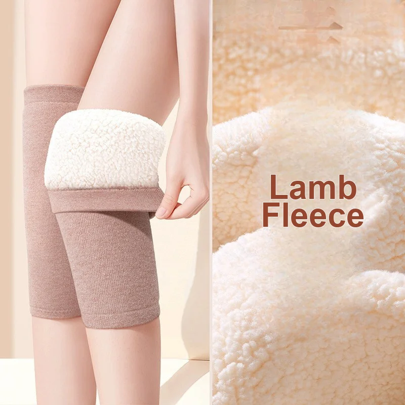 Lamb Fleece Thickened Knee Warmers Winter Thermal Cold Proof Knee Pads for Men Women and Seniors with Old Cold Leg Needs