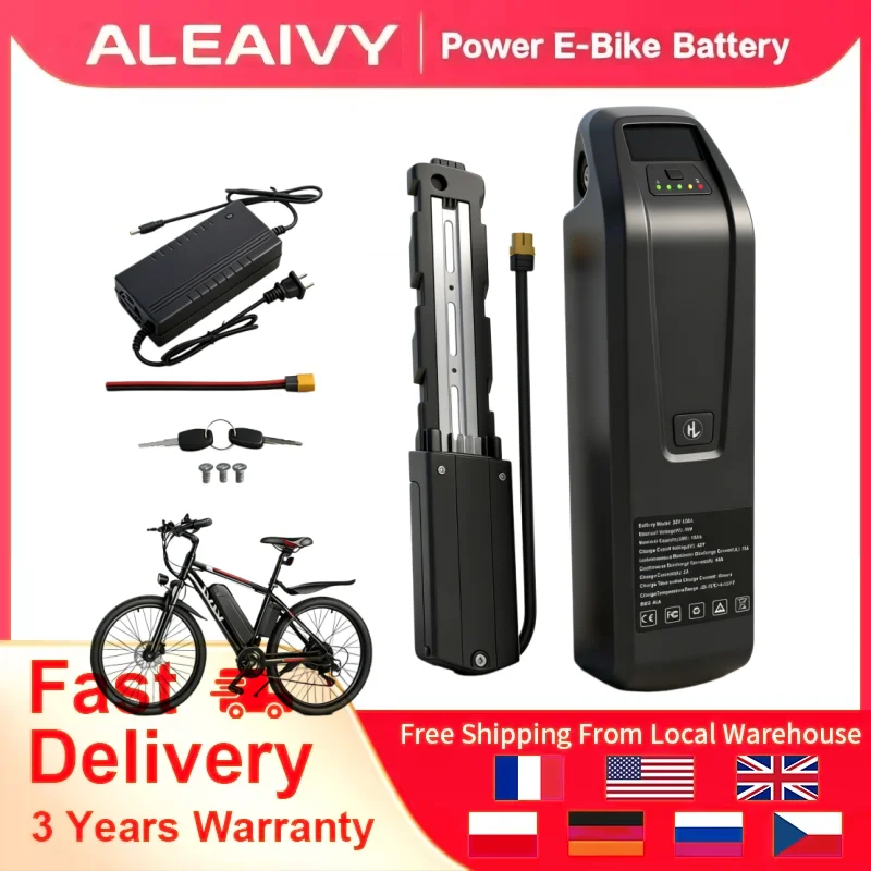 Ship from USA 48V E-Bike Battery Genuine / 5 Pin Hailong 36V 48V 52V 20Ah / 20000mAh 200W -1500W Electric Bicycle Bike Ebike 18650/21700 Lithium Battery Pack 40A BMS for Bafang BBS02 BBS03 BBSHD Motor With 2A Charger, XT60 Connector, USB Port and Base