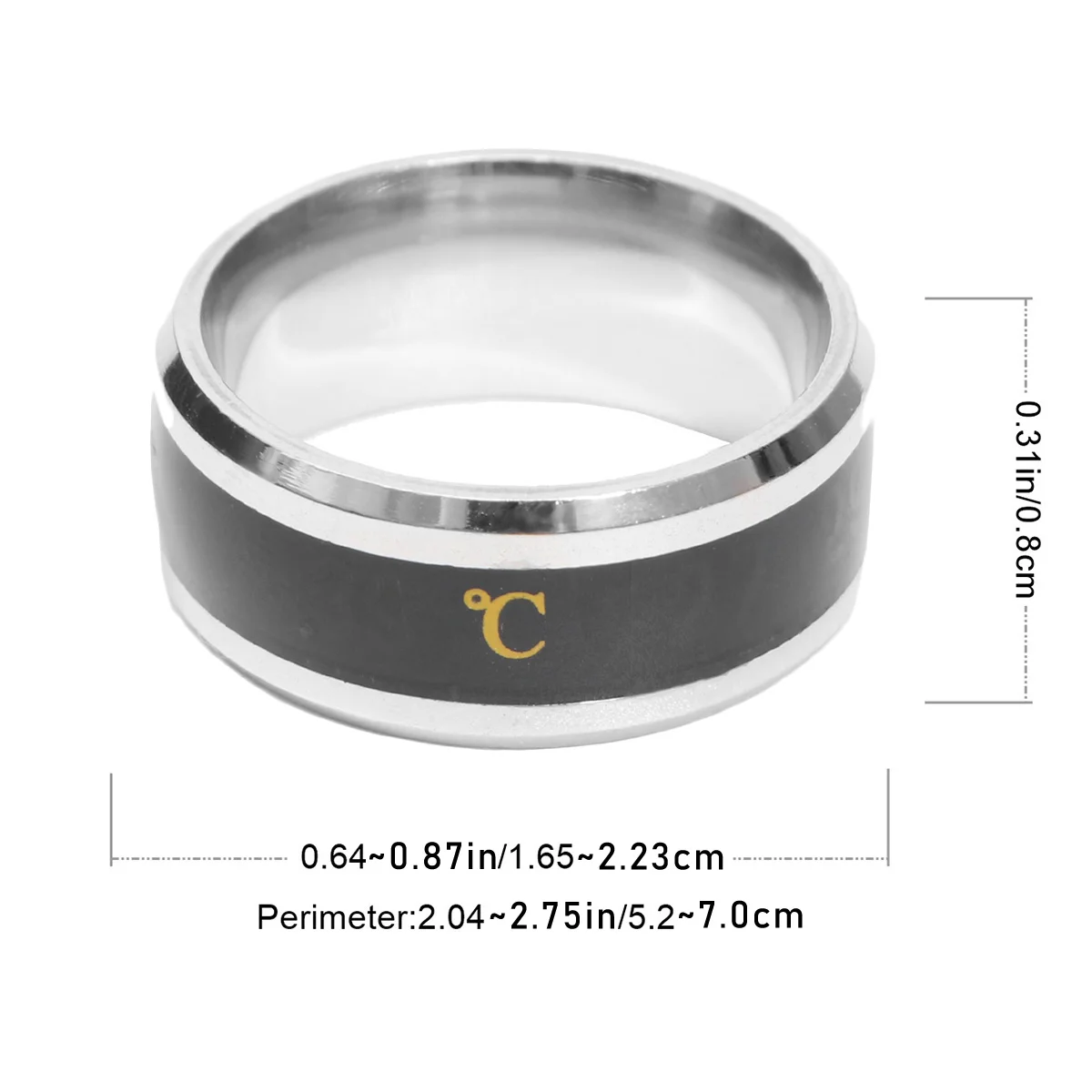 حلقة معدنية حساسة للحرارة مقاس 8 مم، حلقة إصبع متغيرة الألوان، تصميم دائري بسيط، هدية مجوهرات ساحرة فريدة لأصدقاء العائلة #6