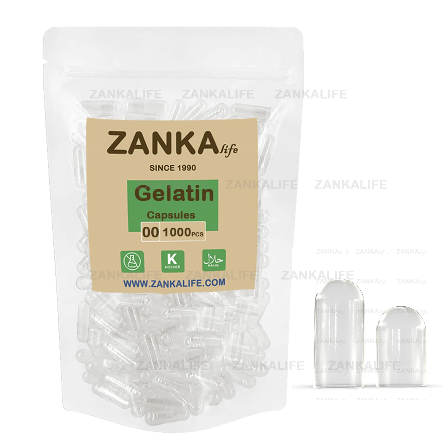 ZANKALIFE Kosher Halal ISO Certified Size 000 00 0 1 2 3 4 5 Hard Empty Clear Gelatin Capsules Shell