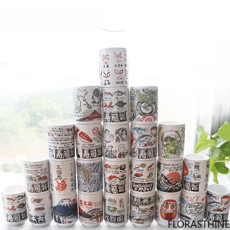 300ml Japanese Style Impression Ceramic Mugs Tea Wine Sushi Cup Sake Funny Family Restaurant Decoration Travel Gift for Friends