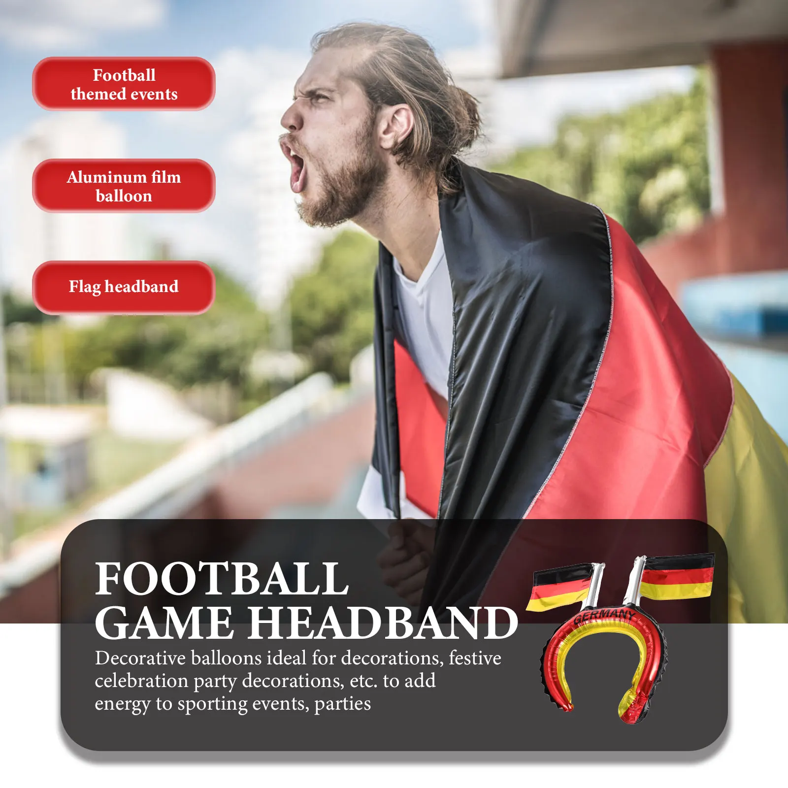 

20pcs Flag Headdress Sports Competition Inflatable Headband For Soccer Party Football Fans Cheer Hairband Party