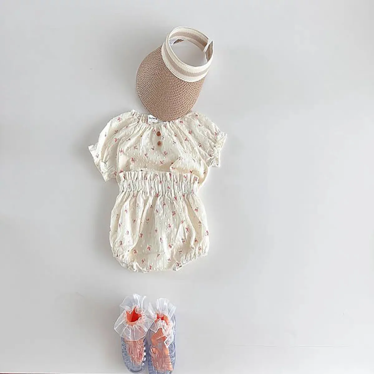 2024 New Baby Summer Short Sleeve Breathable Clothes Set Cotton Infant Girl Floral Tops + Shorts 2pcs Suit Girl Pp Pants Outfits