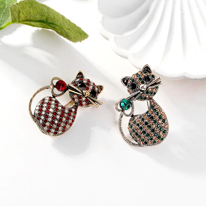 SKEDS-Gato Broche De Cristal Cheio Para As Mulheres, Broche Brilhante Criativo, Requintado Adorável Gatinho Emblemas, Saco De Escritório, Acessórios Animais, Corsage