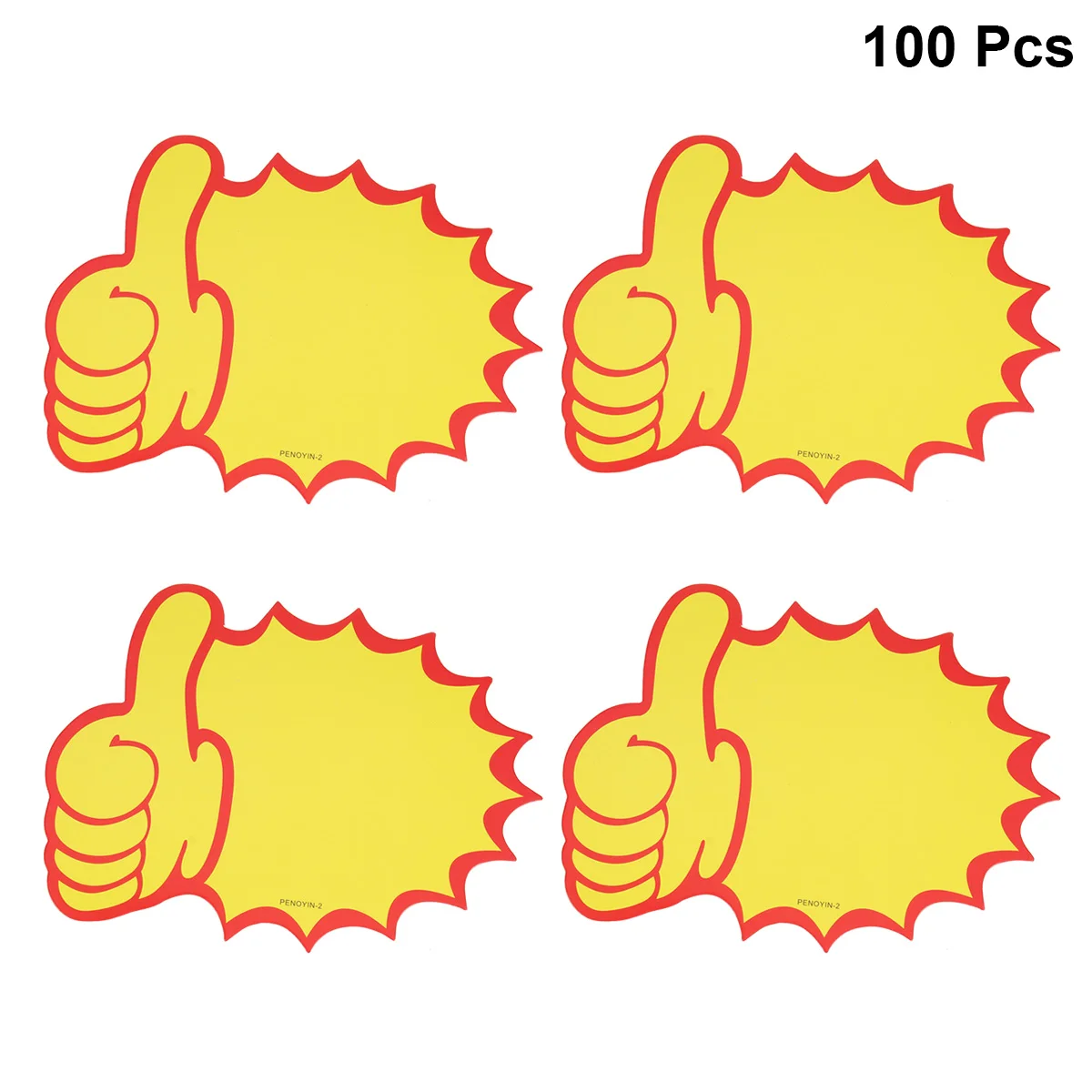 

100pcs Thumb Shaped Price Labels Yellow Paper Tags For Goods Non- Clip Watch Jewelry Accessories Store Retail