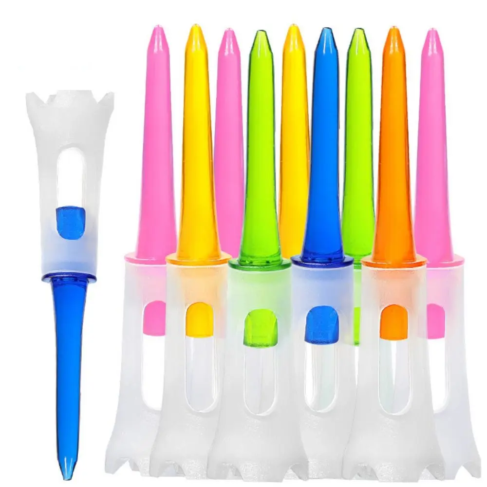 10 قطعة/الوحدة حامل الكرة جولف تيز وسادة مطاطية 83 مللي متر نوادي الغولف المحملة متعدد الألوان منخفضة المقاومة جولف أدوات التدريب #2