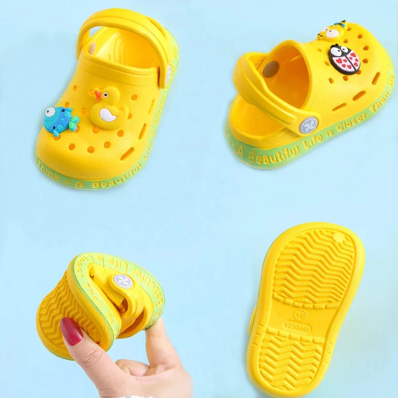 New Summer Sandals Kids Mules Baby Boys Girls Cartoon Baby Sandals Flat Heels Solid Cartoon Slippers Children's Garden Shoes