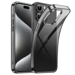 Transparent black silicone soft TPU case for iPhone 16 15 Pro Max carcasa ultra thin case for iPhone 14 13 12 mini 11 pro Max