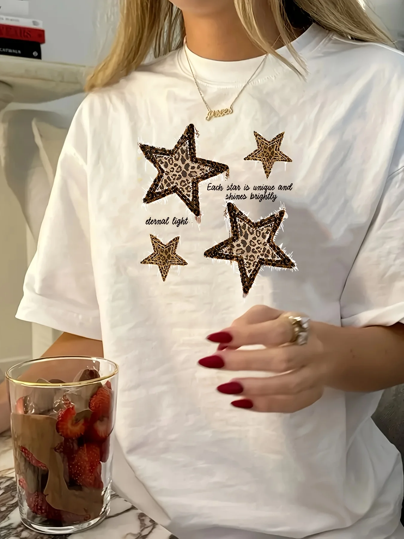 

Винтажная ткань с геометрическим звездным узором, летняя одежда, повседневная одежда в стиле Харадзюку с короткими рукавами, уличная эстетичная одежда