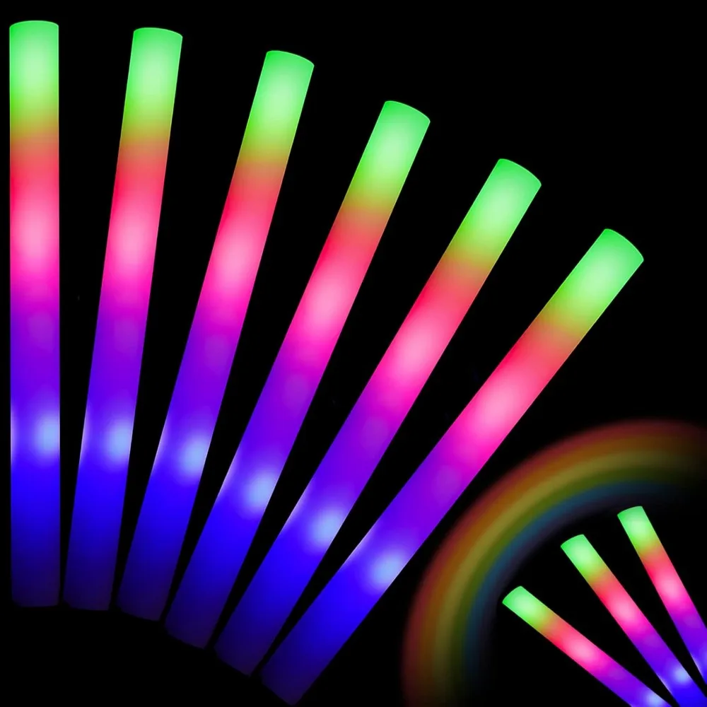 

Glow Sticks Bulk -70 Pcs LED Foam Sticks Glow in The Dark Party Supplies,3 Modes Colorful Flashing Light Up Toys for Wedding Bir