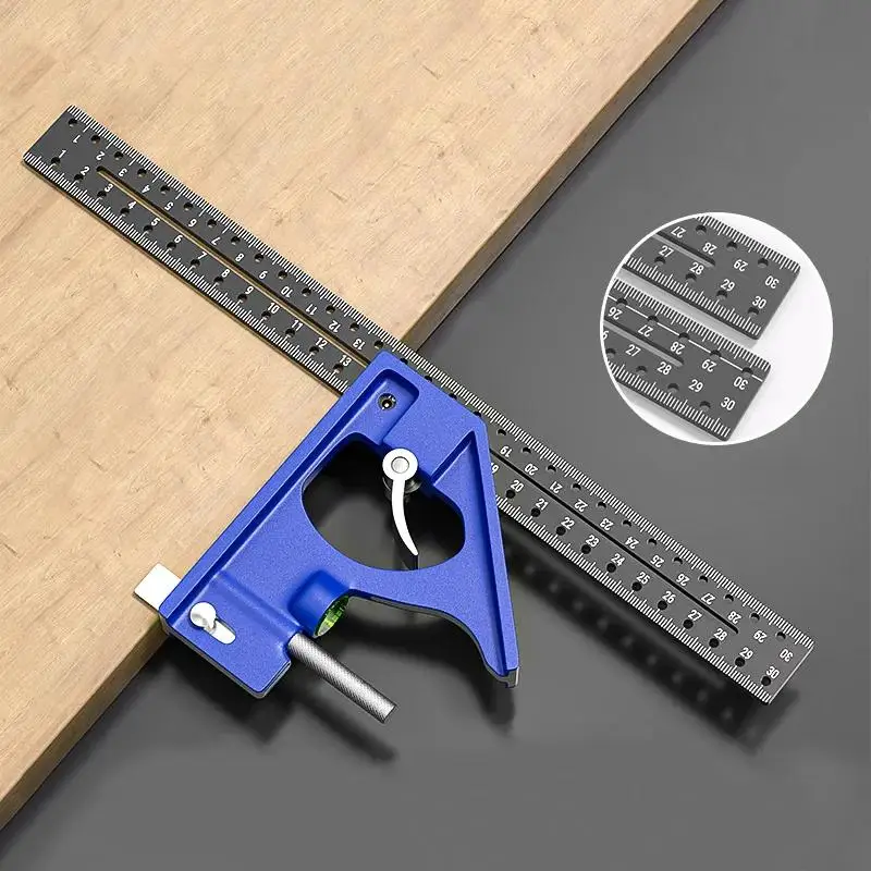 Multi functional Right Angle Ruler 45/90 Degree Hole Angle Ruler Industrial Grade Positioning Marking Angle Ruler Woodworking