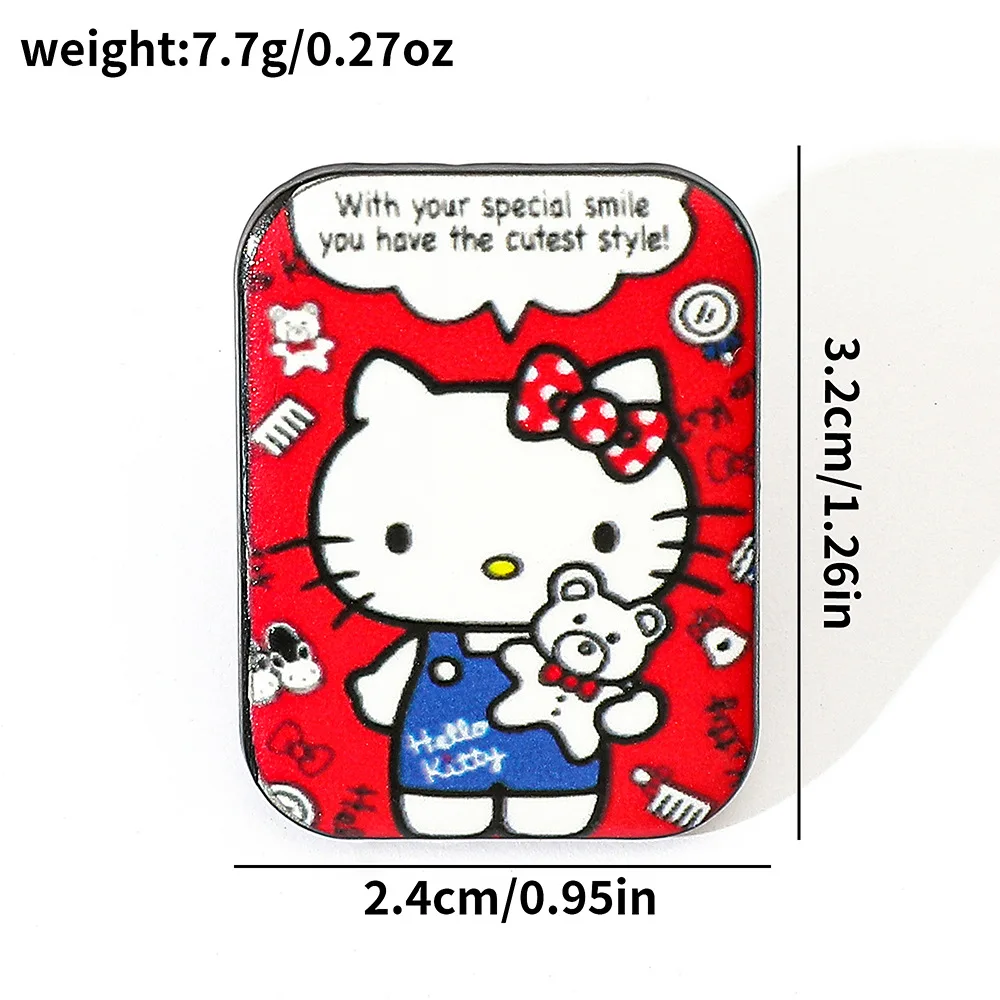 Sanrio Hellokitty Kuromi Metal Brooch Cartoon Cute Clothes Backpack Stationery Decoration Good Gifts for Girls During Holidays