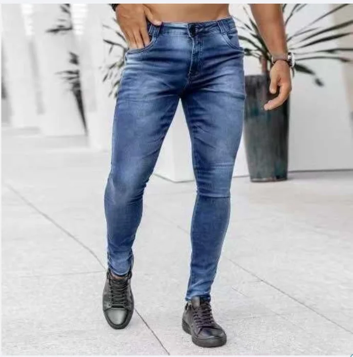 Pantalones vaqueros para hombre, pantalones vaqueros elásticos ajustados, pantalones vaqueros cónicos, ropa de calle, pantalones vaqueros elásticos, monos vaqueros de cintura alta, pantalones Harem para hombre