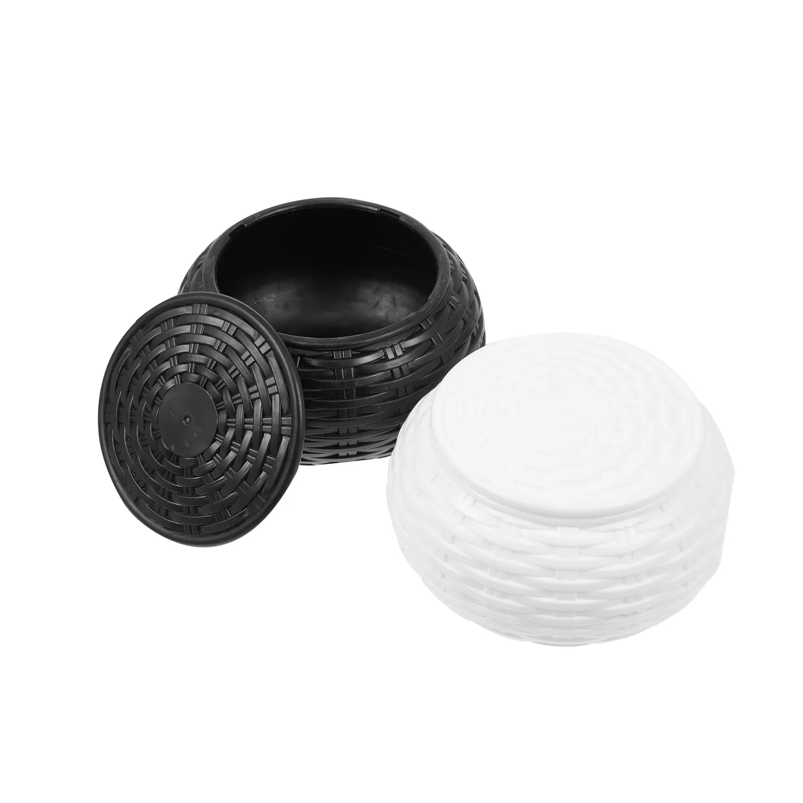 

Пара простых пластиковых контейнеров с крышками для хранения шахматных фигур и камней Го, простой в уходе, компактный дизайн для начинающих.