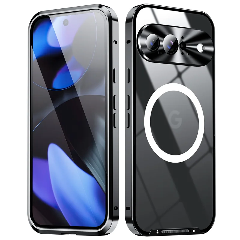

Для Google Pixel 9 чехол алюминиевая металлическая рамка Магнитная Беспроводная зарядка задняя крышка для Google Pixel9 защелкивающийся бампер Funda