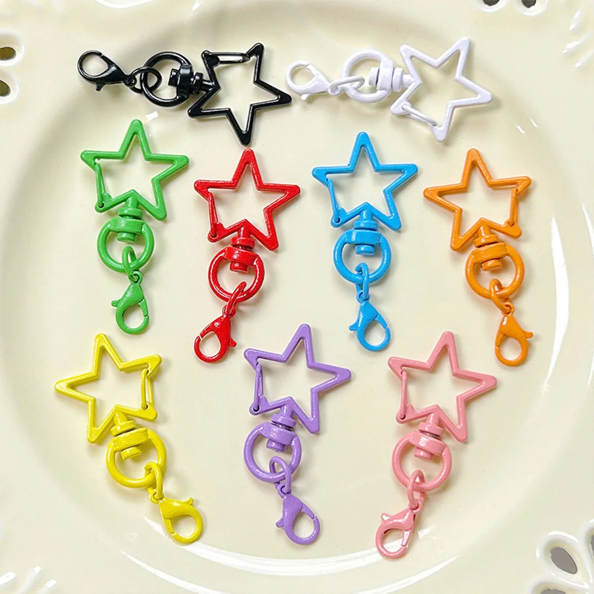 

10Pcs Random Mix Star Shape Snap Hook Trigger Clips Buckles For Keychain Lobster Clasp Hooks DIY Making Accessories