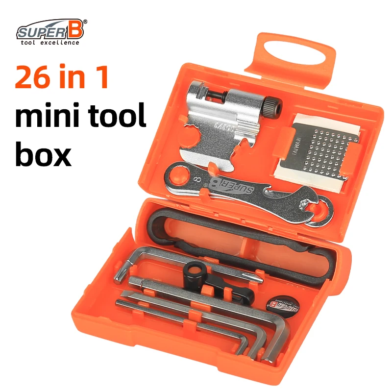 25 in 1 Mini Bicycle Repair Tool Sets Chain Breaker Crank Puller MTB Bike Flywheel Removal Hex Wrench Cycling Repair Tools