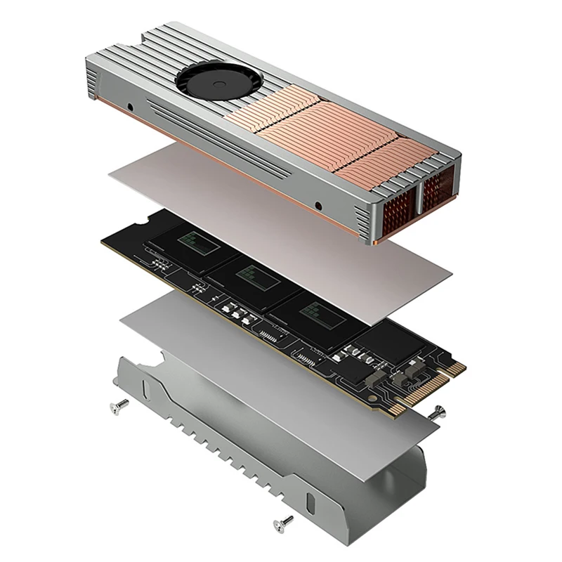 LDPCSJ M.2 NVME Air Cooled Radiator SSD Heat Sink Copper and Aluminum Structure with Quiet Fan, 2280 Solid State Drive Cooler