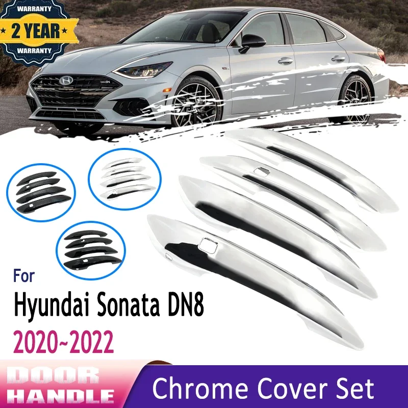 Luxurious For Hyundai Sonata 2020 Accessories DN8 MK8 8th Gen 2021 2022 Chrome Door Handle Cover Protect Sticker Car Accessories