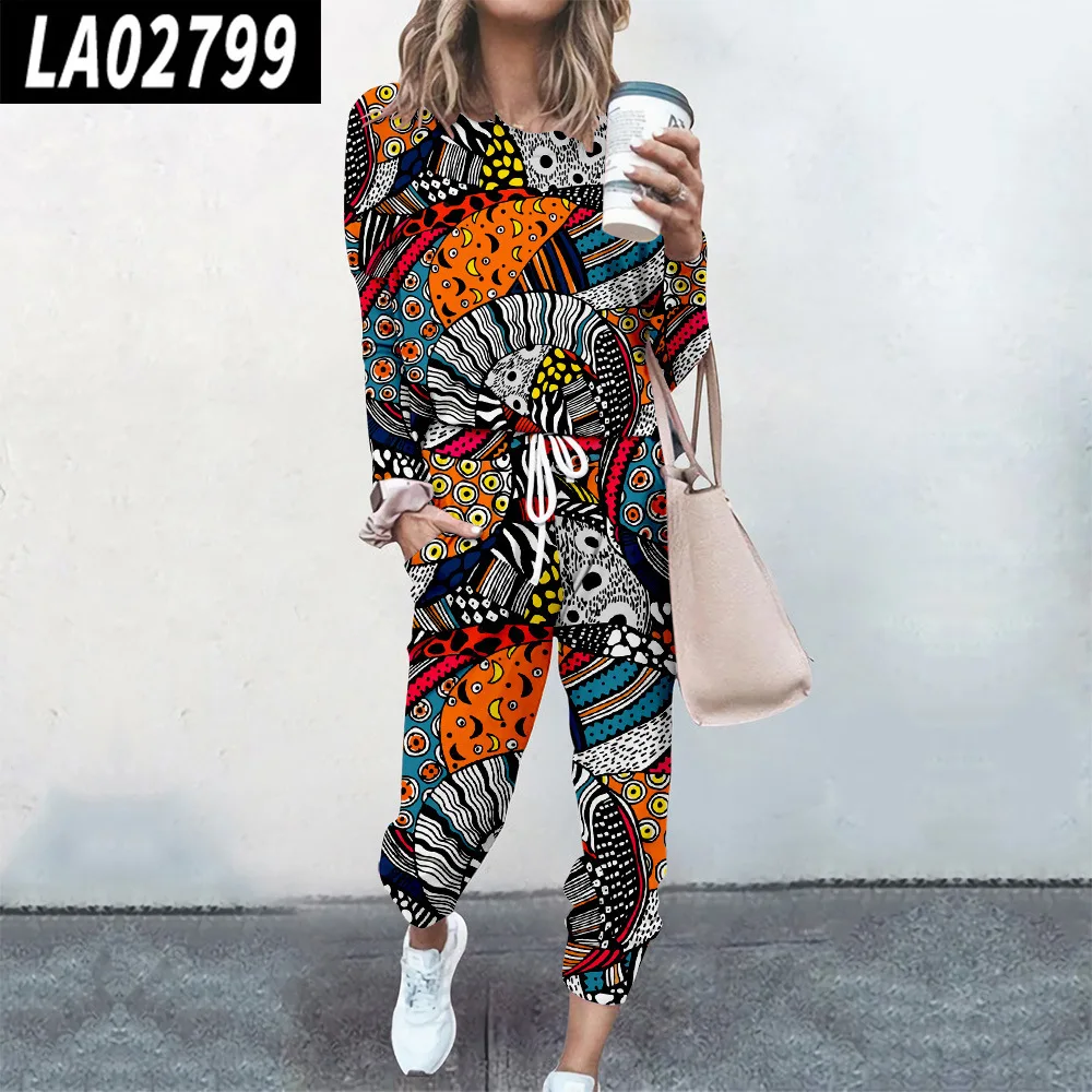 Clothing Spring Women's Long Sleeve Tracksuit Autumn Jogging Sweatpants Jogger Suit Fashion 3D Print Sweatshirt Pullover