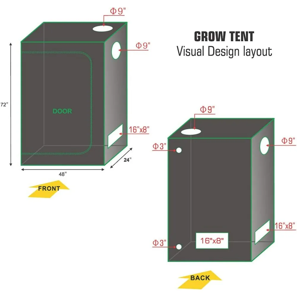 48''x24''x72''  4'' Inline Fan Air Filter Ventilation System + 1500W LED Full Spectrum Professional Indoor Plant Grow Tent