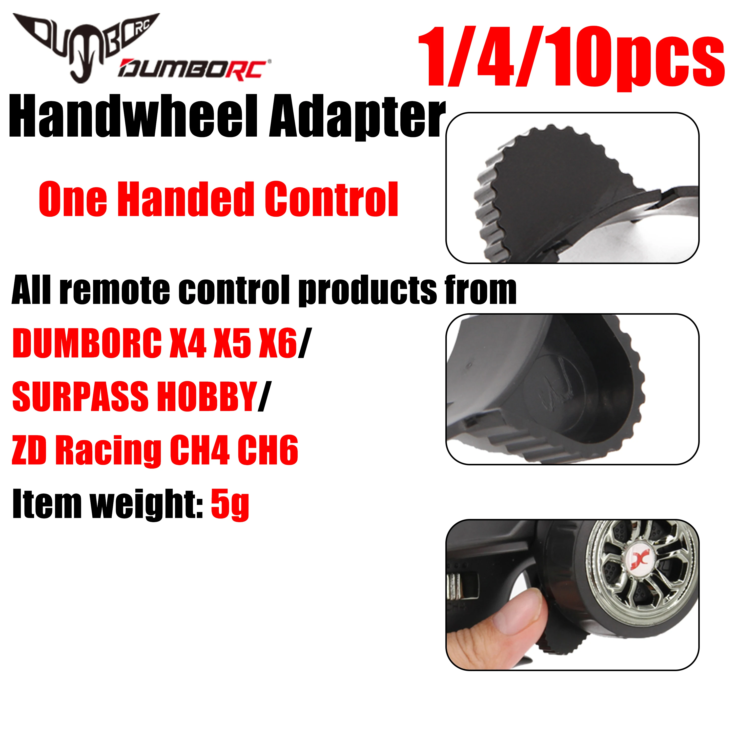 DUMBORC One Handed Control Adapter Transmitter Steering Wheel for X4 X5 X6 SURPASS HOBBY CH4 CH6 ZD Racing Remote Controller Toy