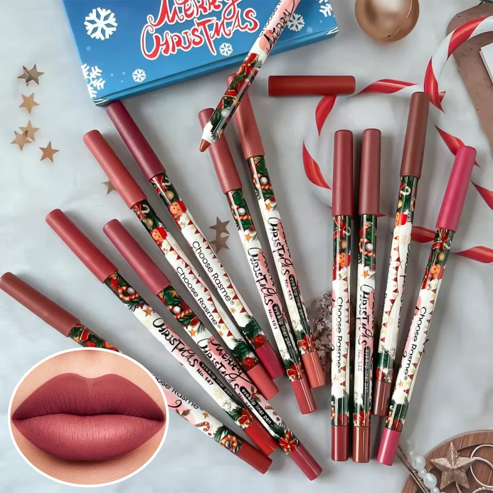 12 Pcs Matte lipliner Christmas Set Lipstick Pen for Women Makeup Hold lipliner Set Christmas Day Cosmetics