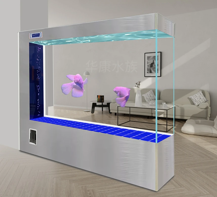 Super White Glass Fish Tank Living Room Large Intelligent Floor Ecological Aquarium Screen Fish Globe